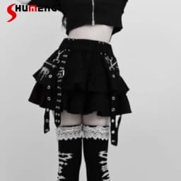 Mine Series Y2k Black Elastic Waist Skirt Summer Student Girls Sweet Cool Mini Skirt Harajuku Academic Subculture Cake Skirt