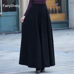 FairyShely 2026 Autumn Winter Retro High Waist Pleated Skirt Women Casual Pocket Woolen Maxi Skirt female Flare Red Long skirt