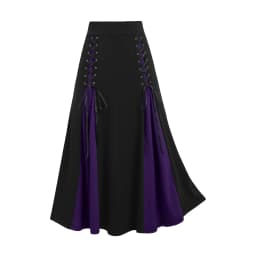 Women Maxi Skirt Vintage Summer High Waist A Line Victorian Long Skirt Steampunk Gothic Ruffled Hem Pleated Party Skirts