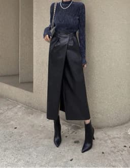 Fashion Women's Pu Leather Skirts 2026 Autumn and Winter New High-waisted Split Long Skirt