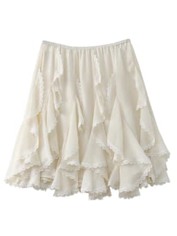 CHIC VEN Korean Women Skirts A Line Loose Casual New High Waist Irregular Lace Half Length Female Skirt Spring Summer 2025