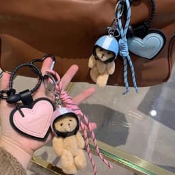 Mini Bear Handmade Leather Keychain Trendy Handbag Decoration Pendant Fashion Car Dachshund Dog Trinket Bag Charm