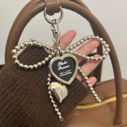 Korean Styles Bag Charm Lovely Heart Keychain Backpack Handbag Pendant Ornaments Bows Keyrings Fashion Keyholders