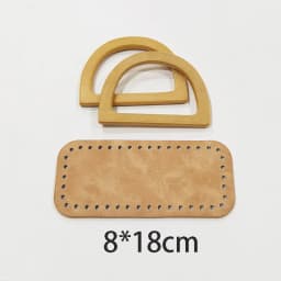 1Set Deepeel New Wooden Handles with Leather Bag Bottom Handmade Material Woven-bag Handbags Knit Bags DIY Sewing Accessories