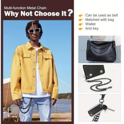 Punk Waist Chain Wallet Chain for Men Women Long Pocket Keychain with Lobster Clasps for Keys Jeans Pants Belt
