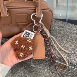 Fashion Love Plush Keychain Heart Shaped Lamb Wool Braided Rope Chain Retro Plush Handmade Pendant Key Jewelry Accessoriy
