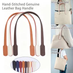 New 1 Pair Hand Sewn Stitched Genuine Leather Bag Straps Handles Replacements Cowhide Hand-Stitched Handmade Underarm Strap