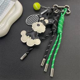 Lovely PU Leather Schnauzer Keychain Dog Cute Puppy PU Leather Hanger Animal Cartoon Bag Pendant Women