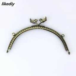 1 Piece 15 CM Antique Bronze Semicircle Cartoon Bird Bead Metal Purse Frame Embossing Kiss Clasp DIY Bag Accessory
