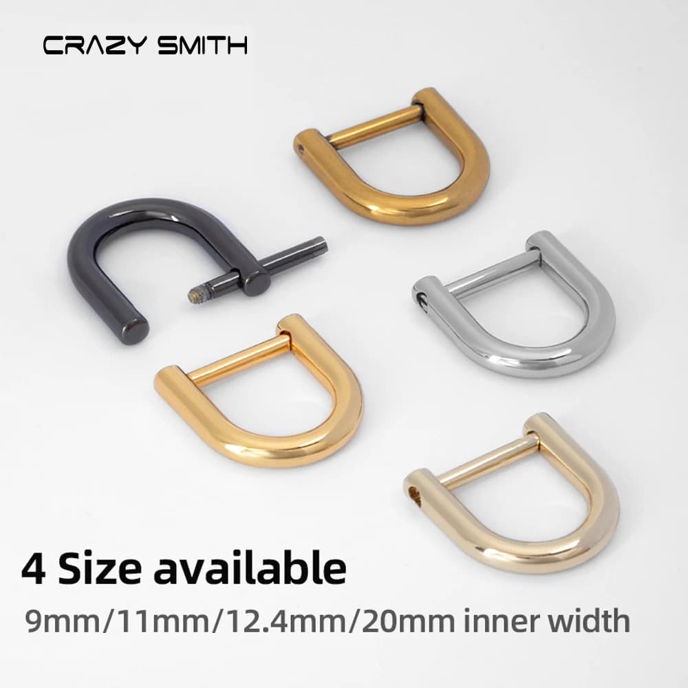 CRAZYSMITH Detachable Open Screw D Ring Buckle Removable Shackle Clasp Bag Straps Modification Hardware Handles Bag Accessories