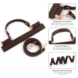 1Set Leather Crochet Bag Parts With Holes Black Coffee Woven Bag Set Patchwork Handle Knitted Bag DIY Handmade Bag Accessories