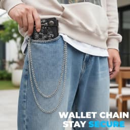 Men Women Double Layer Wallet Chain Hip Hop Punk Jeans Chain Biker Motorcycle Keychain