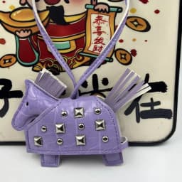 Fashion Pendant Bag Accessory Silver Rivets Horse Bag Charm Accessories Hand Sewn PU Leather Foal