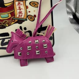 Fashion Pendant Bag Accessory Silver Rivets Horse Bag Charm Accessories Hand Sewn PU Leather Foal