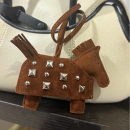 Fashion Pendant Bag Accessory Silver Rivets Horse Bag Charm Accessories Hand Sewn PU Leather Foal