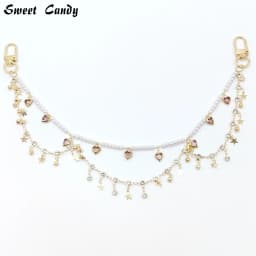 Adjustable ITA Bag Double Chain Shiny Rhinestone Star Heart Pendant Pearl, Rhinestone DIY Bag Charm Handmade Jewelry Accessories