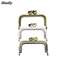 1 Piece 8.5 CM Antique Bronze or Silver Square Metal Purse Frame Love Heart Kiss Clasp For Bag Accessory