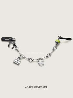 Luxury Metal Spliced Calfskin Bag Charm Silver Chain Pendant For Birkin Kelly Handbag Decor,Fashion Bag Accessory