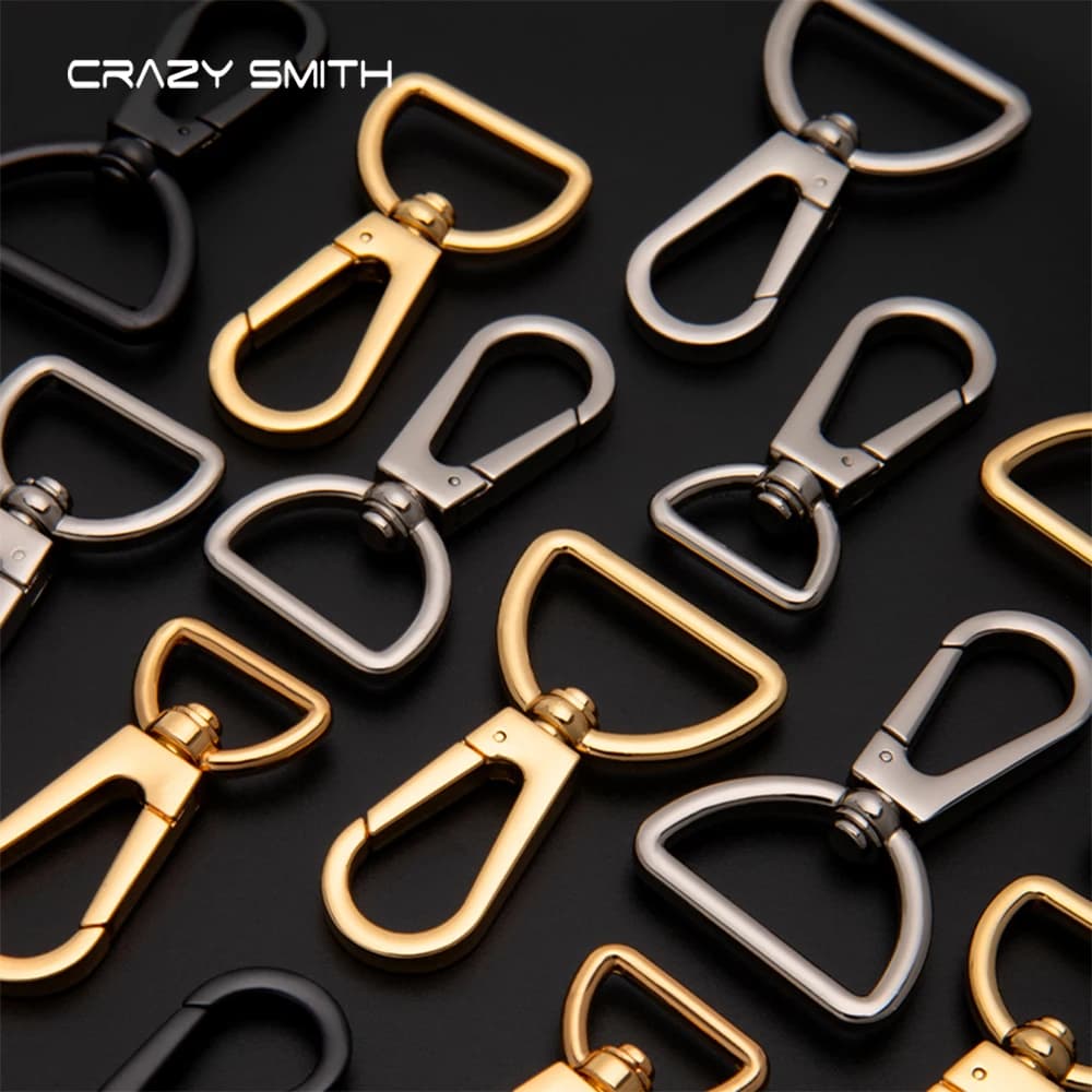 CRAZYSMITH Metal Bag Strap Spring Clip Buckles Lobster Clasp Carabiner Snap Hook DIY KeyChain Handbags Hardware Bag Accessories