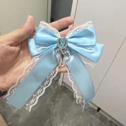 Sweet Ribbon Bow Heart Diamond Clip Ribbon Lace Bowknot Clip For Ita Bag Girls Lolita Backpack Decoration Bags Accessories
