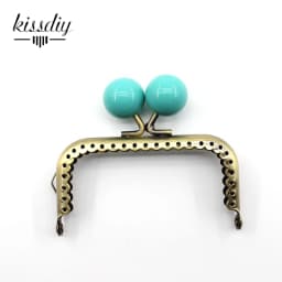 KISSDIY 10PCS 8.5cm Big Candy Bead Metal Purse Frame Square Glossy Antique Bronze Lace Coin Purse Frame Kiss Clasp Accessory