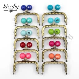 KISSDIY 10PCS 8.5cm Big Candy Bead Metal Purse Frame Square Glossy Antique Bronze Lace Coin Purse Frame Kiss Clasp Accessory