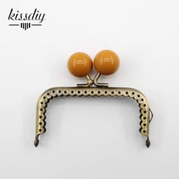 KISSDIY 10PCS 8.5cm Big Candy Bead Metal Purse Frame Square Glossy Antique Bronze Lace Coin Purse Frame Kiss Clasp Accessory