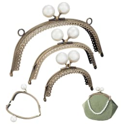 Metal Clutch Bag Kiss Clasp Lock Clasp with Pearl Coin Bag Kiss Clasp Lock DIY Coin Purse Frame Handle Handbag Craft Accessories