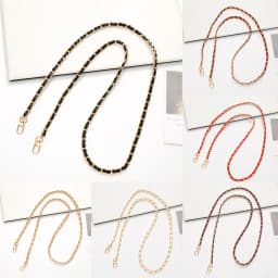 Fashion PU Leather Metal Chain Shoulder Bag Strap For Women Portable Crossbody Bag Strap Lanyard For Handbag Phone Accessories