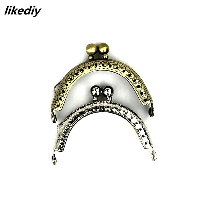 10 Pcs/Lot 6.5 CM Antique Bronze&Silver Size Bead Head Semicircular Metal Coin Purse Frame Kiss Clasp DIY Bag Accessory