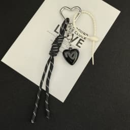 Fashion Retro Heart Bag Pendant Colorful Braided Rope Keychain Mobile Phone Lanyard Backpack Decor Accessory Creative Jewelry