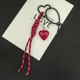 Fashion Retro Heart Bag Pendant Colorful Braided Rope Keychain Mobile Phone Lanyard Backpack Decor Accessory Creative Jewelry