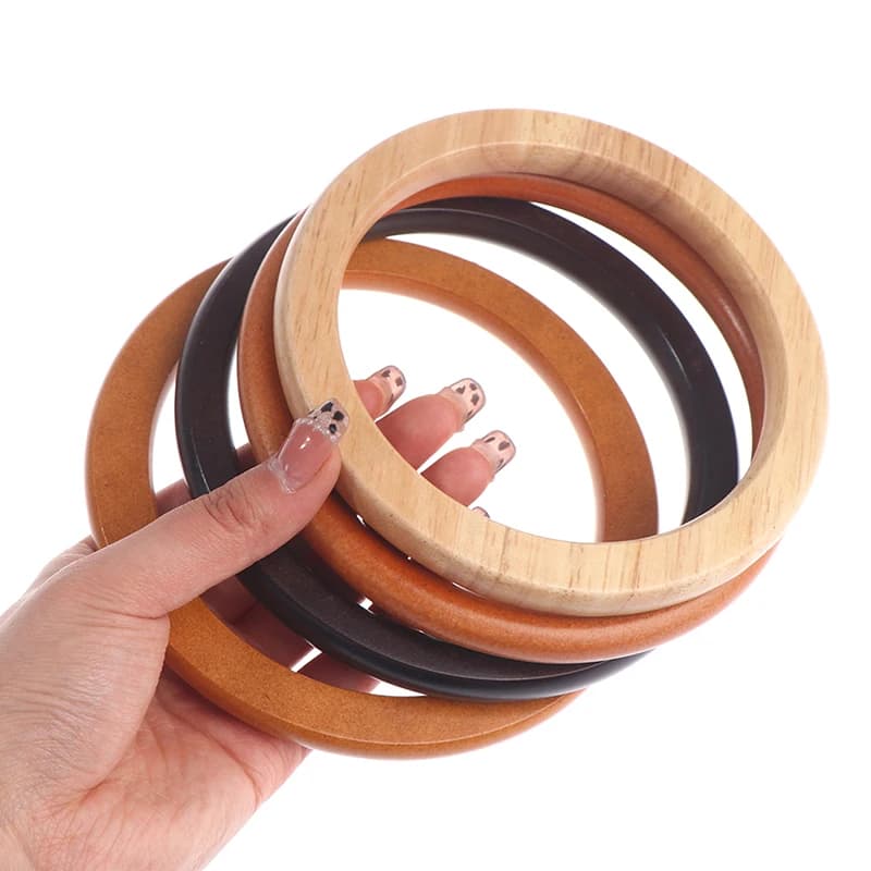 1pc D Round Handcrafted Wooden Handle for Handmade Handbag DIY Tote Purse Frame Making Bag Hanger Bag Strap Tote Bag Accessories
