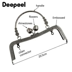 Deepeel 20.5cm Embossed HandBag Handle Purse Clourse Kiss Clasp Wallet Metal Frame Sewing Brackets DIY Handmade Bags Accessories