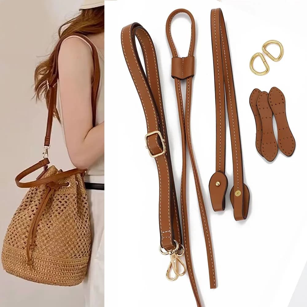 1Set Handmade PU Leather Bag Strap Handbag Woven High Quality Bags Crafts With Hardware Shoulder Crossbody Straps Accessories