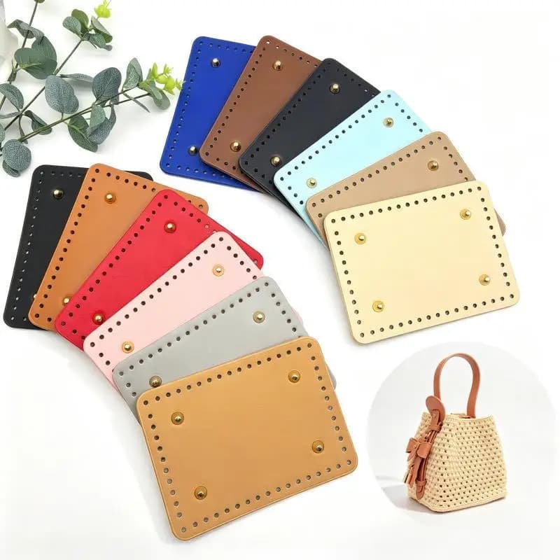 Rectangle Shaped PU Bag Bottom For Knitted Bag Crochet Bag Durable Bag Bottom With Rivet Bag Accessorie