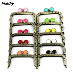 10 Pcs/Lot 8.5 CM Square Antique Bronze Flat Bead Metal Purse Frame Kiss Clasp Bag Accessory