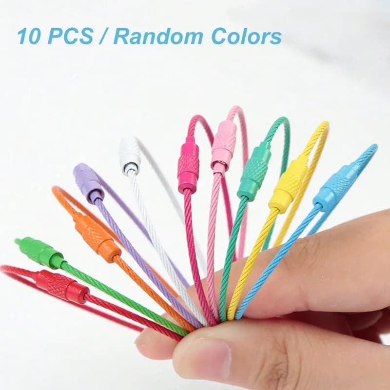 10-piece Stainless Steel Wire Travel Backpack Keychain Luggage Tag Bag Ring Wire Braided Keychain Luggage Tag Ring Tag Holder