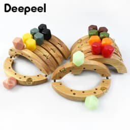 1/2Pcs Deepeel 14cm Wooden Purse Handle Colored Beads Mini DIY Bag Frame Kiss Women Handbag Closure Clasp Handmade Accessories
