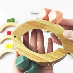 1/2Pcs Deepeel 14cm Wooden Purse Handle Colored Beads Mini DIY Bag Frame Kiss Women Handbag Closure Clasp Handmade Accessories