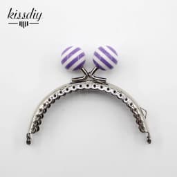 KISSDIY 10PCS 8.5CM Stripe Lollipop Bead Metal Purse Frame Bright And Glossy Silver Semicircle Bags Kiss Clasp Accessory