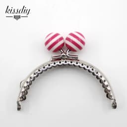 KISSDIY 10PCS 8.5CM Stripe Lollipop Bead Metal Purse Frame Bright And Glossy Silver Semicircle Bags Kiss Clasp Accessory