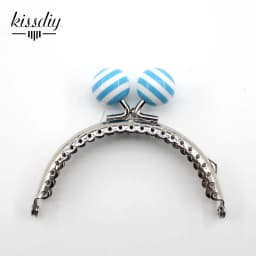 KISSDIY 10PCS 8.5CM Stripe Lollipop Bead Metal Purse Frame Bright And Glossy Silver Semicircle Bags Kiss Clasp Accessory