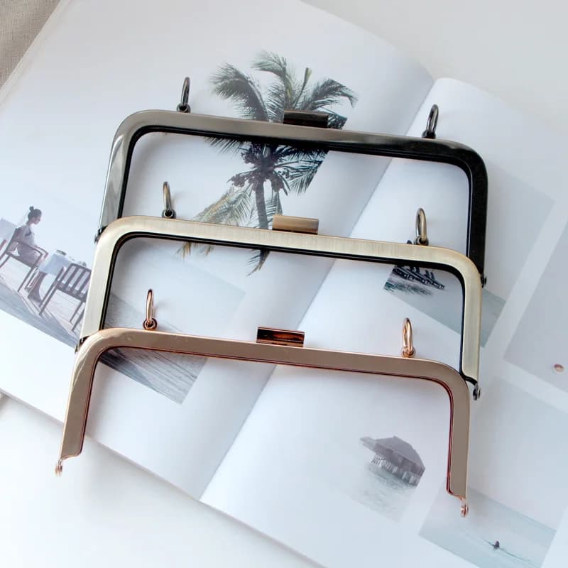 K643 Square 20CM Screw Design Double ring Belt loop metal purse frame Gold, gun black, bronze DIY Kiss Lock Bag Accessories