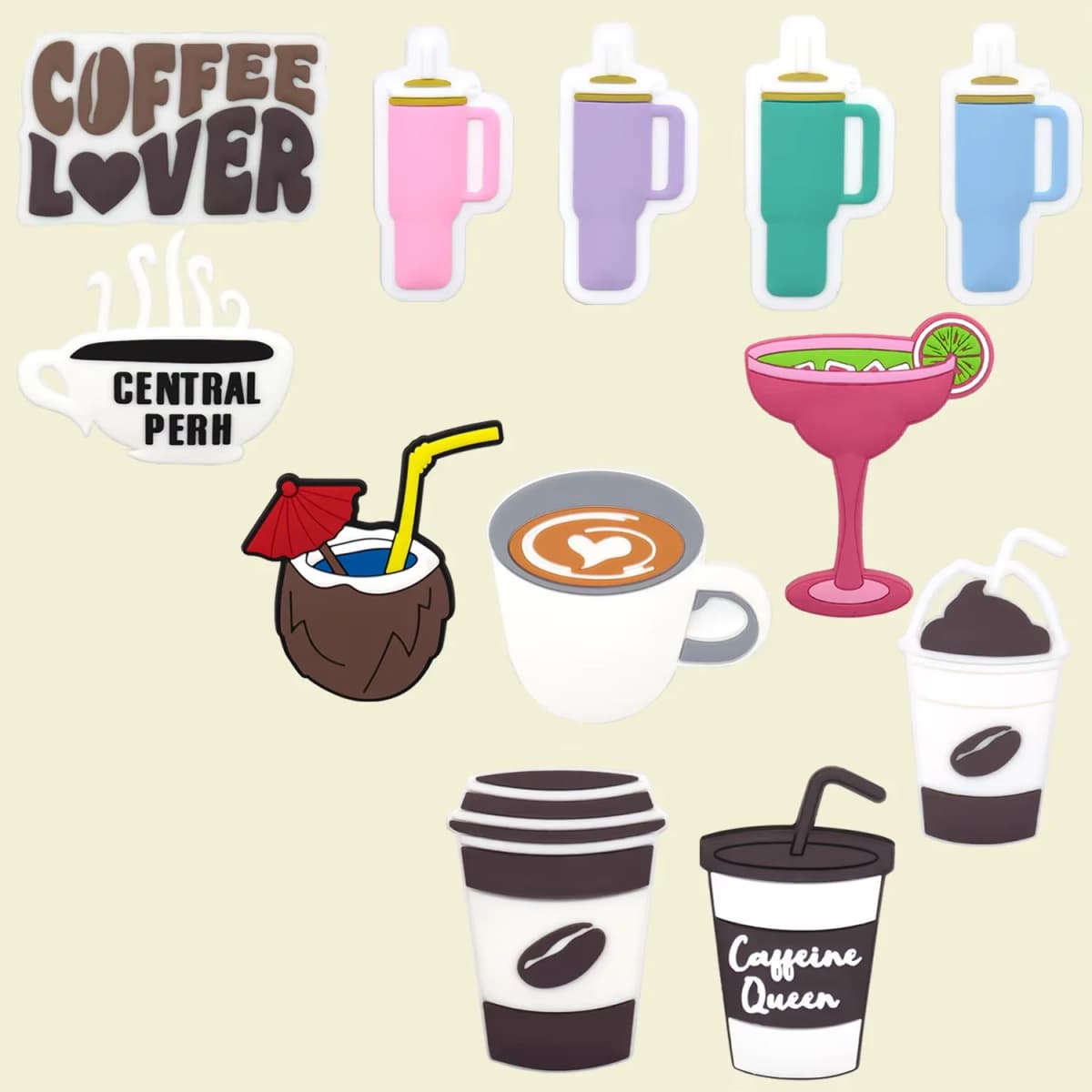 1pcs Coffee Charms For Beach Bag Accessories coconut Handbag Decoration Beach Pink Drink for Tote Bag Accessories