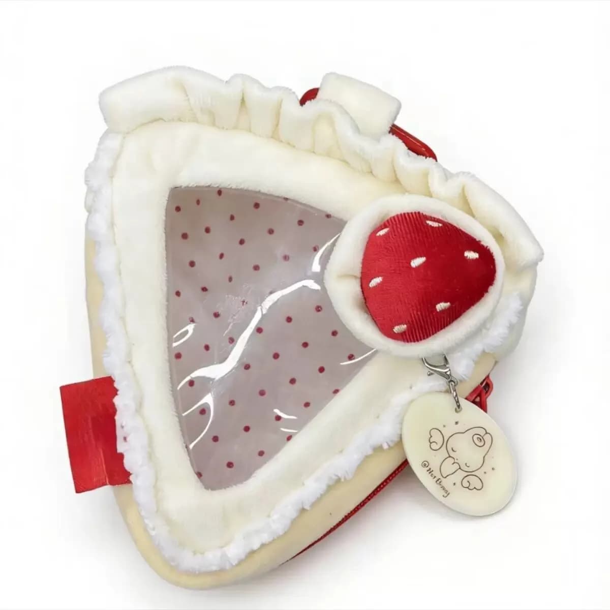 Sweet White Strawberry Cake 10cm Doll Plush Doll Doll Cute Storage Bag Handbag Girl Heart Baby Bag Pendant for Women