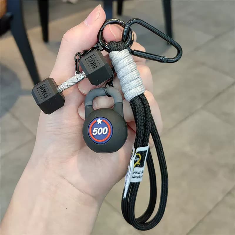 Fitness Keychain Gym Lover Barbell Key Chain Weightlifting Keyring Weight Plate Gym Gifts Workout Gifts Bag Charm Backp