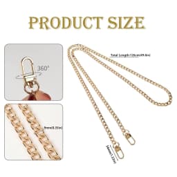 49.6inch Purse Chain Strap Metal Shoulder Crossbody Replacement Bag Chain with Metal Buckles, Flat Chain Strap for Purse Handbag