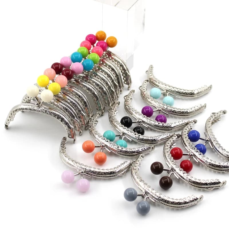10pcs 8.5cm Small Beads Silver Arc Metal Purse Frame Handle For Clutch Bag Handbag Accessories Making Kiss Clasp Lock Wholesale