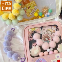 Italife Ita Bag Ornament Decoration Pink Blue Cartoon Color Hairball Chains Women Girl Itabag Accessories Backpacks Fillers H327